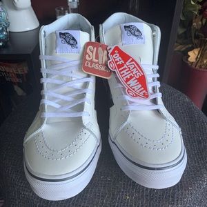 Vans BNWT White Leather SK8-Hi Slim Cutout USW 7